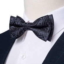 Iron Grey Paisley Silk Pre-Bow Tie