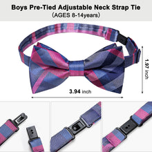 Navy Blue Red Plaid Silk Pre-Bow Tie