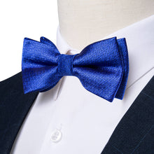 Medium Blue Novelty Silk Pre-Bow Tie