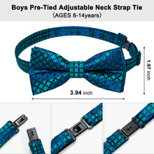 Green Blue Woven Plaid Silk Pre-Bow Tie