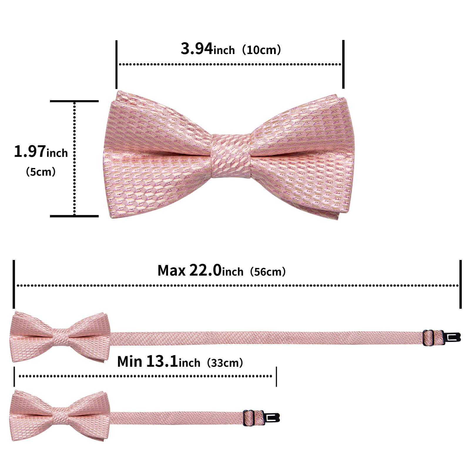Light Pink Geometric Silk Pre-Bow Tie