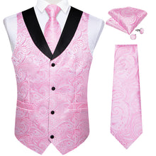 paisley pink tie bowtie pocket square cufflinks set and silk mens vest for bussiness
