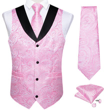 paisley pink tie bowtie pocket square cufflinks set and silk mens vest for bussiness