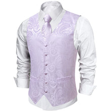 Violet Ash Floral Jacquard Silk Waistcoat Vest Tie Pocket Square Cufflinks Set