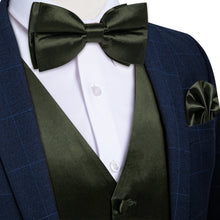 Deep Green solid mens silk tie bow tie handkerchief cufflinks set and mens silk suit vest