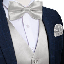 solid grey tie bow tie set for men and mens solid silk suit vest