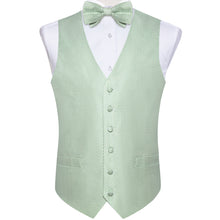 Green Polka Dot Jacquard Silk Waistcoat Vest Bowtie Pocket Square Cufflinks Set