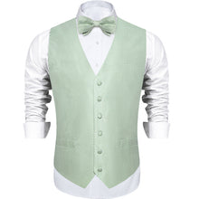 Green Polka Dot Jacquard Silk Waistcoat Vest Bowtie Pocket Square Cufflinks Set