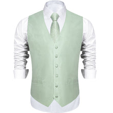 Men's Classic Green Polka Dot Jacquard Silk Waistcoat Vest Tie Handkerchief Cufflinks Suit Set