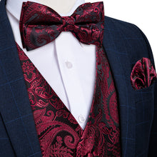 black red paisley mens silk tie bow tie pocket square cufflinks and mens silk red suit vest