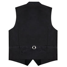Obsidian Black Paisley Silk Suit Vest Tie Bow Tie Set