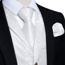  Ghost White Floral Silk Suit Vest Tie Bow Tie Set