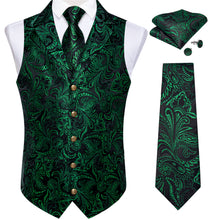 black green tie set and silk mens suit vest