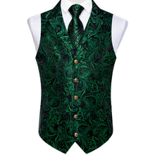 black green tie set and silk mens suit vest