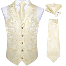 paisley Champagne vest and tie set mens silk vest for mens suit