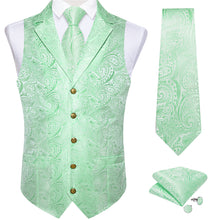 green paisley silk vest tie set for mens suit vest