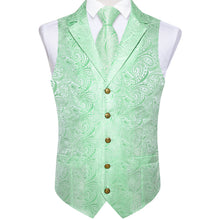 green paisley silk vest tie set for mens suit vest
