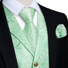 green paisley silk vest tie set for mens vest