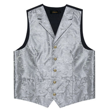 grey paisley silk vest tie set for mens suit