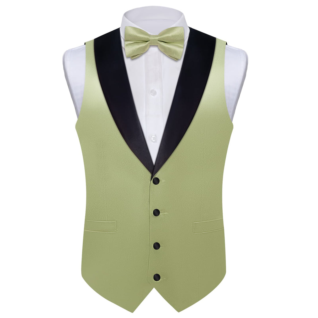 sage green vest and tie