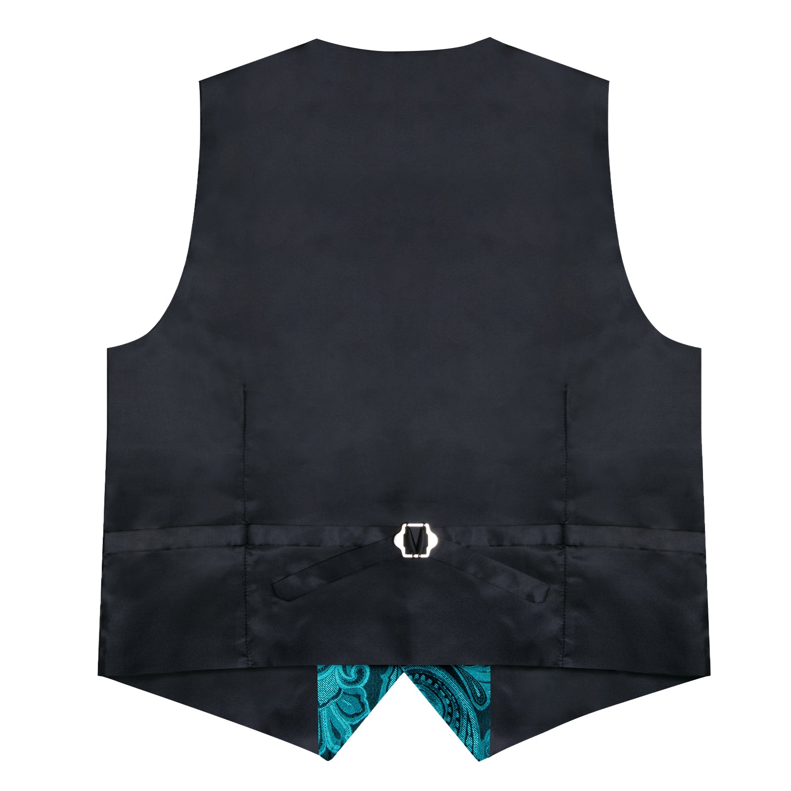 Teal Floral Jacquard V Neck Waistcoat Vest Necktie Handkerchief Cufflinks Set
