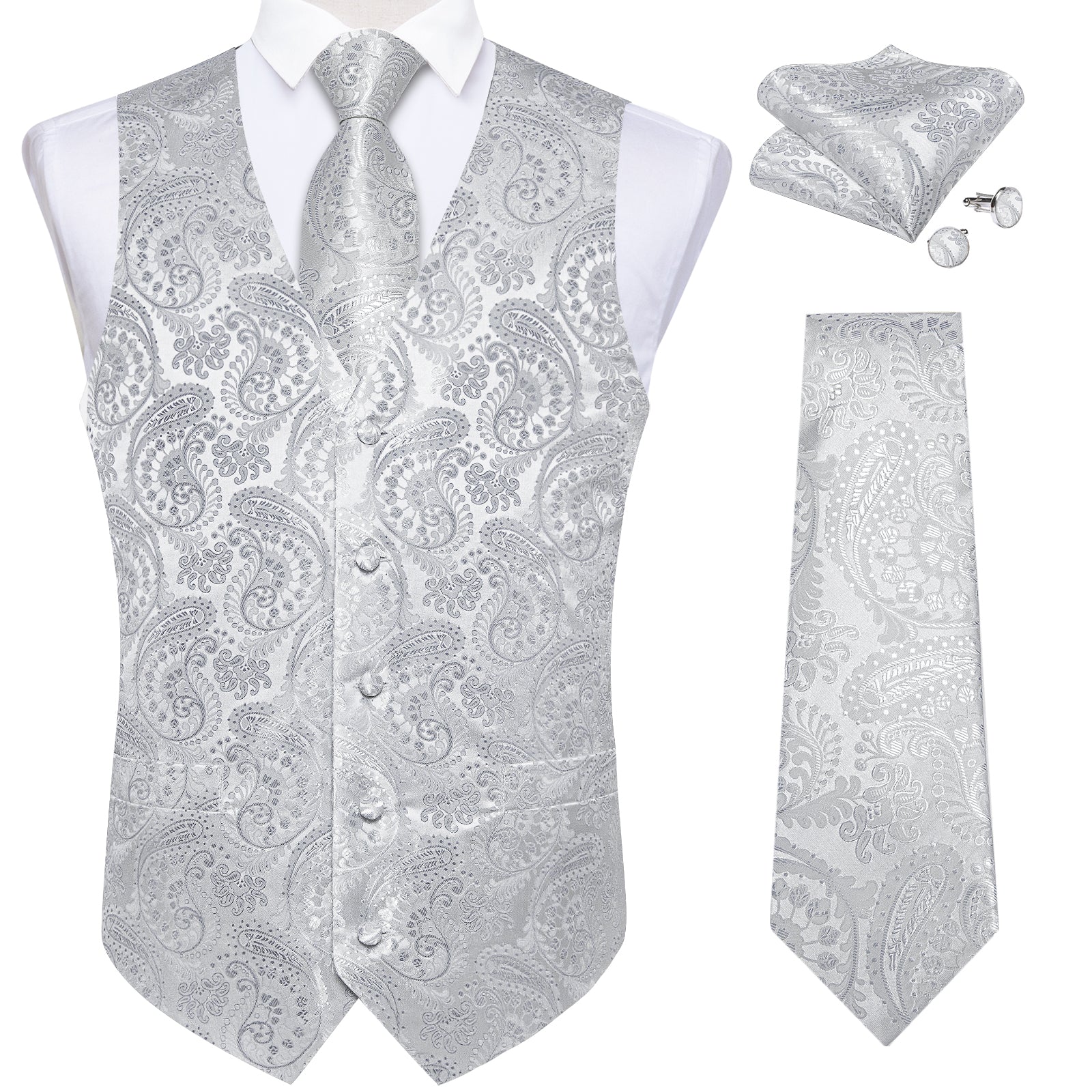 silver tuxedo vest