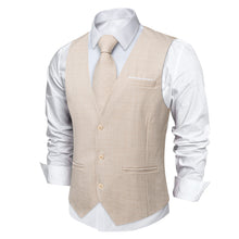 Khaki Brown Solid Mens Silk Dress Suit Vest Necktie Bow Tie Pocket Square Cufflinks Set