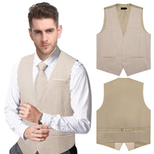 Khaki Brown Solid Mens Silk Dress Suit Vest Necktie Bow Tie Pocket Square Cufflinks Set