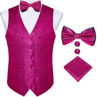 Magenta Pink Vest Bow Tie