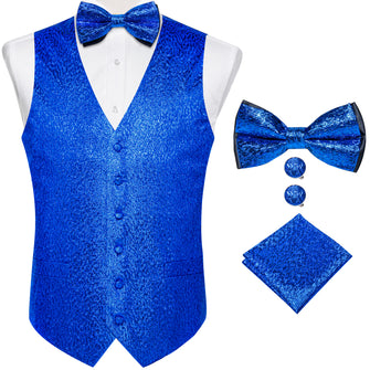 Cobalt Blue Vest Bow Tie Set