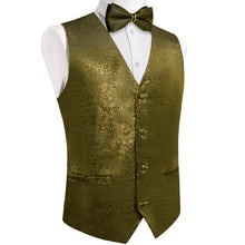 Dark Golden Solid Waistcoat Vest Bowtie Handkerchief Cufflinks Set