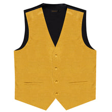 Yellow Solid Waistcoat Vest Bowtie Handkerchief Cufflinks Set