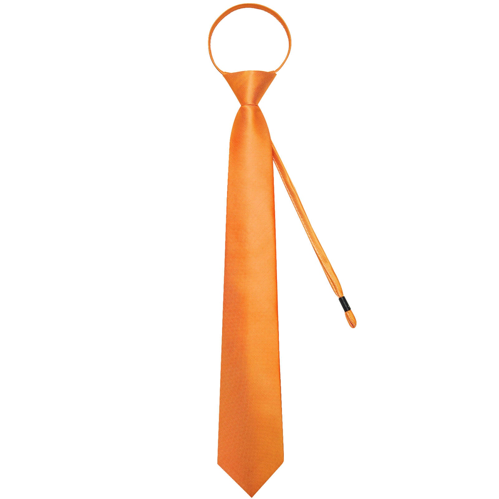 DiBanGu Bucket Tie Dark Orange Plaid Men's Easy-pull Silk Tie Hanky Cufflinks Set