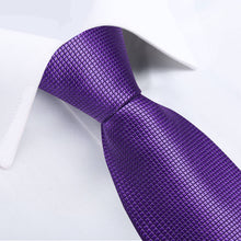 DiBanGu Bucket Tie Rebecca Purple Plaid Men's Easy-pull Silk Tie Set
