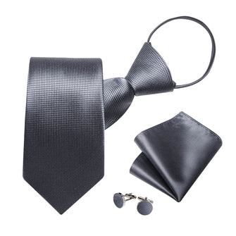 Bucket Tie Dim Gray Plaid Men's Easy-pull Silk Tie