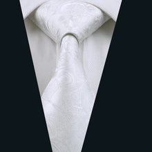White Floal Tie Pocket Square Cufflinks Set