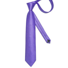 Purple Solid Tie Pocket Square Cufflinks Set