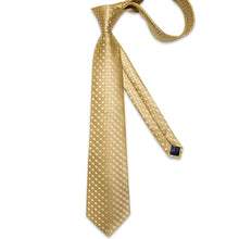 Golden Floral Men's Tie Handkerchief Cufflinks Clip Set