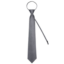 Black White Houndstooth Plaid Lazy Easy-pull Mens Dress Tie Handkerchief cufflinks set