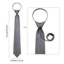 Black White Houndstooth Plaid Lazy Easy-pull Mens Dress Tie Handkerchief cufflinks set