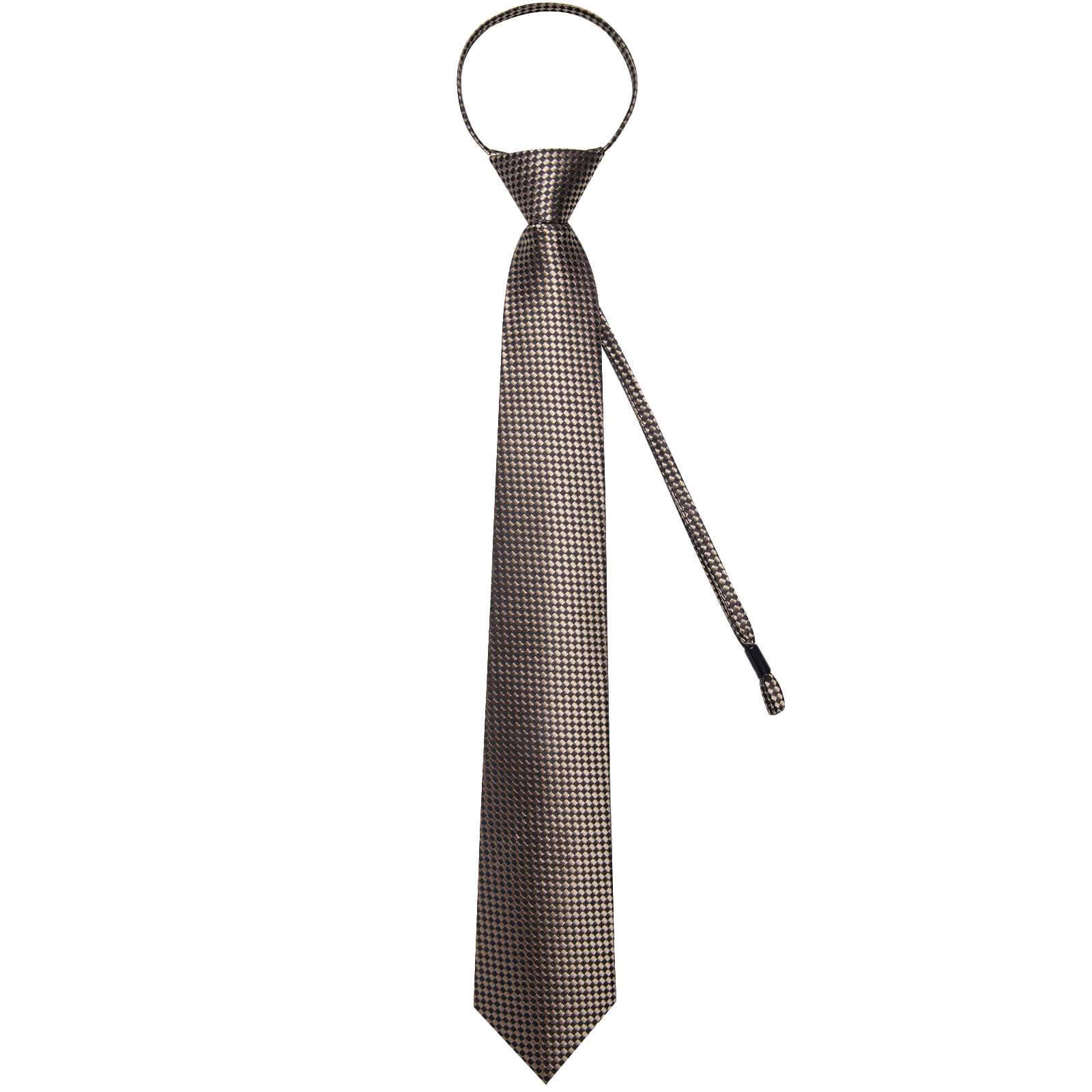 DiBanGu Bucket Tie Brown Woven Plaid Men's Silk Tie Hanky Cufflinks Set