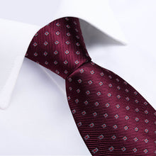 DiBanGu Bucket Tie Burgundy Jacquard Plaid Men's Silk Tie Set Fashion