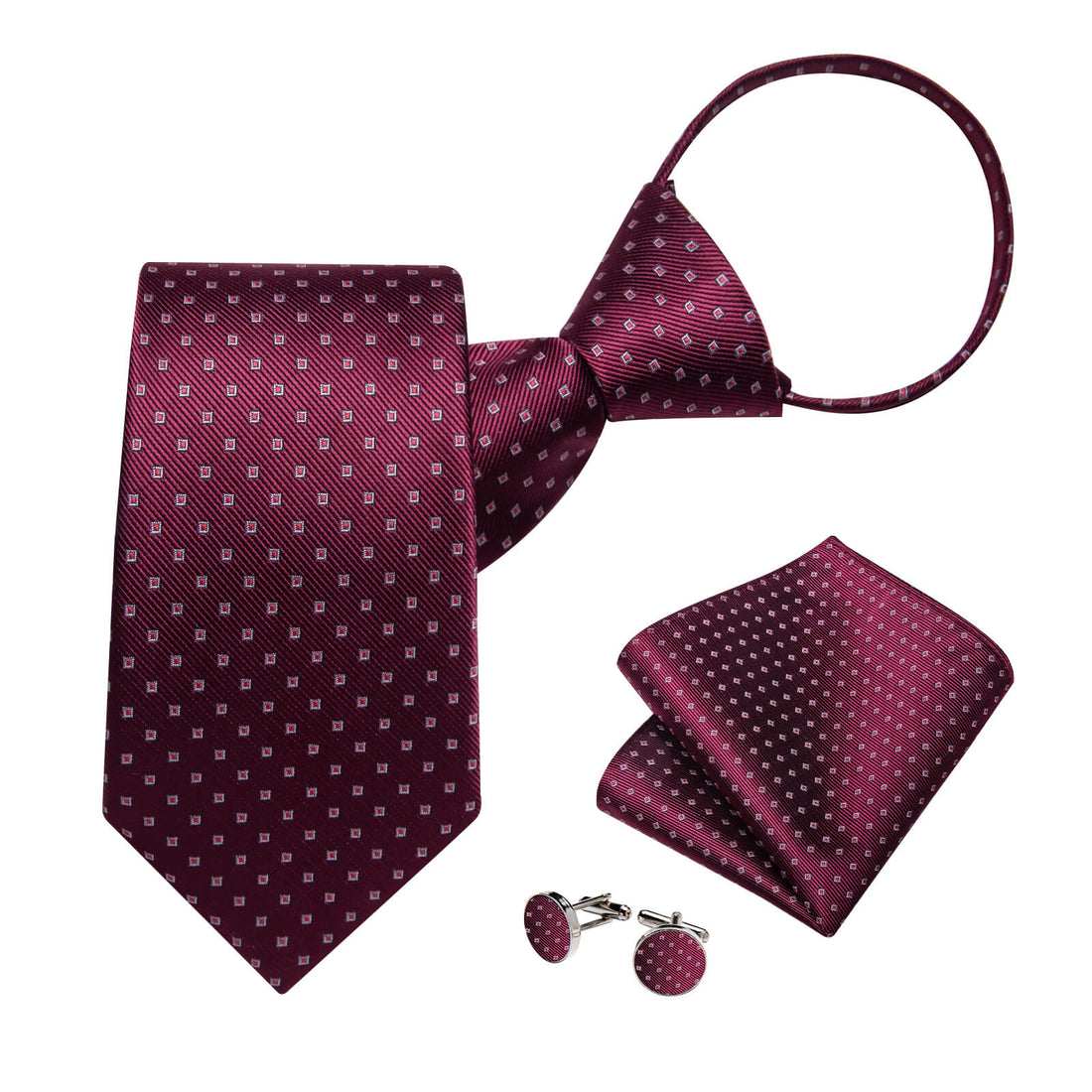 Burgundy Jacquard Plaid Men's Silk Tie