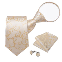 silk floral champagne ties pocket square cufflinks set for men