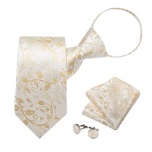mens silk fashion champagne color floral ties handkerchief cufflinks set for mens dress suit top