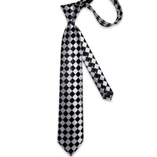 Black White Plaid Tie Pocket Square Set