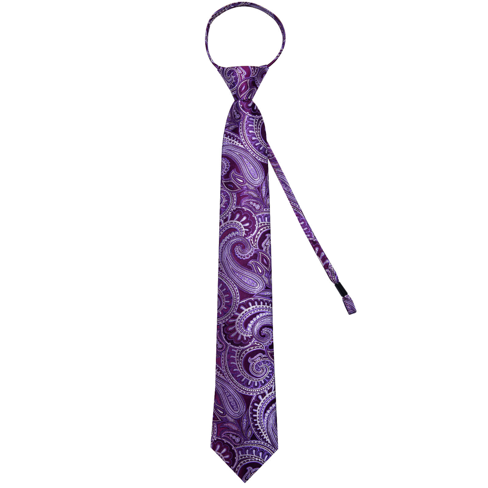DiBanGu Bucket Tie Purple White Paisley Men's Silk Tie Set