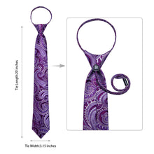 DiBanGu Bucket Tie Purple White Paisley Men's Silk Tie Set