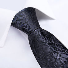 black paisley mens silk ties pocket square cufflinks set
