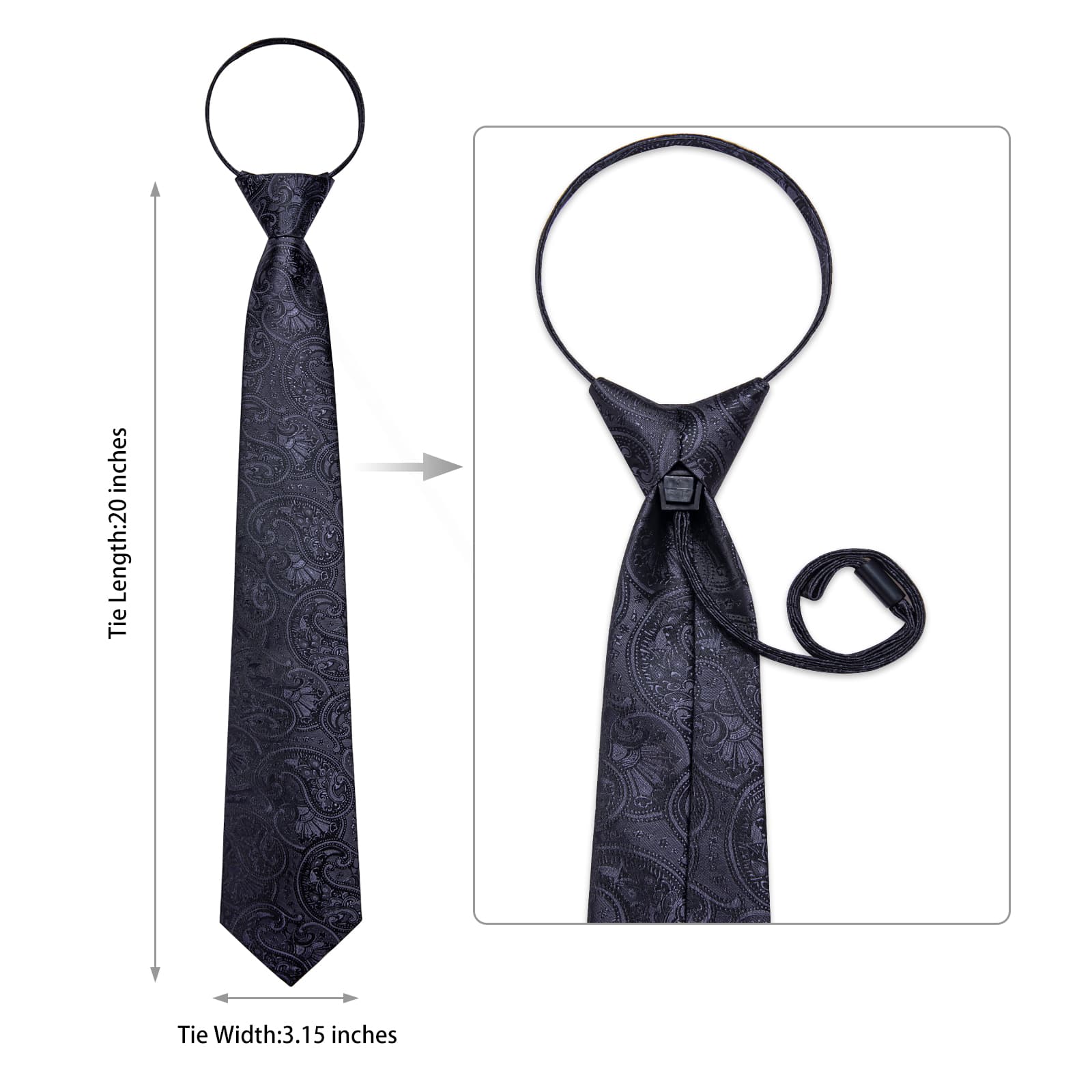 black paisley mens silk ties pocket square cufflinks set